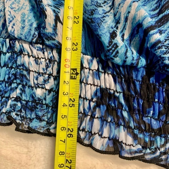 Dress Barn Tunic Top XL 14/16 Blue Black White Animal Print Short Sleeves - Picture 14 of 16